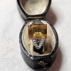 Art Deco Style Yellow Sapphire Pukhraj Ring with Emerald Cut 6 Carat Centre
