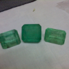 Matched Set of 3 Zambian Emerald Panna Emerald Cut Stones for Earrings & Pendant