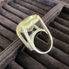 Yellow Sapphire Pukhraj Ring in 18K Gold with Diamond Side Stones 3 Carat Centre